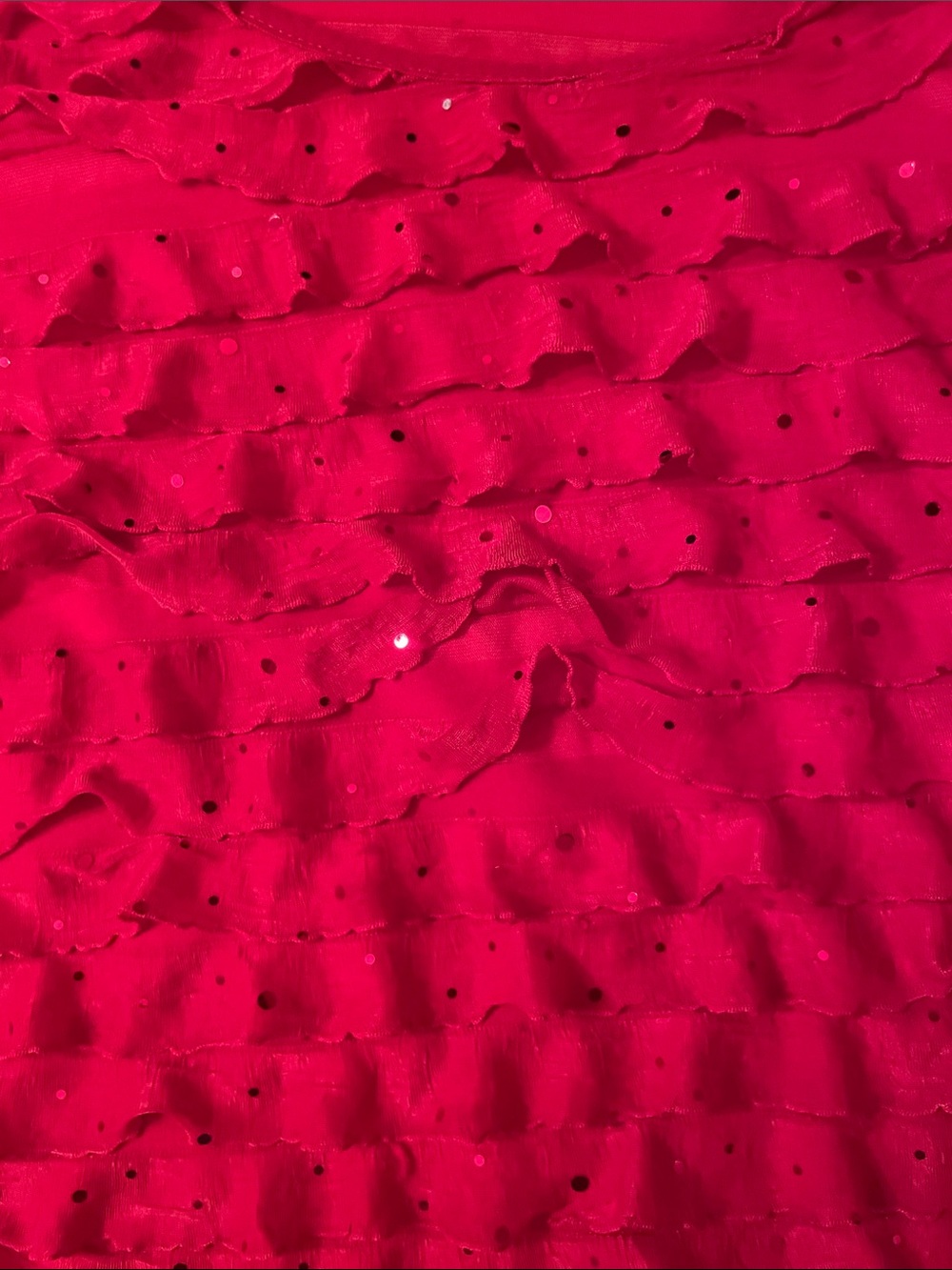 Notations Bright Red Ruffle long Sleeve Top - Picture 3 of 6
